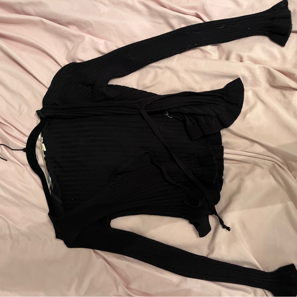 Black Ribbed Cardigan